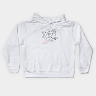 Abstract one line rose flower with calligraphy phrase. Fashion typography slogan design "You are my flower". Continuous line print. Kids Hoodie